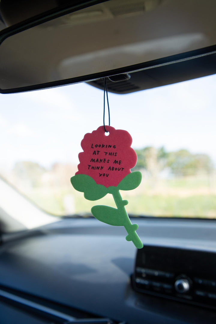 Rose Air Freshener hanging in car