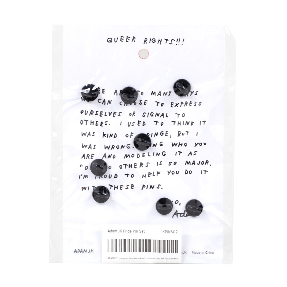 Back of pin packaging includes written note from Adam